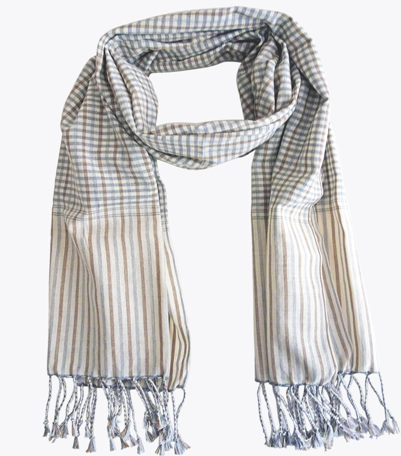 Krama grey Slate Wear your Cambodian scarf in cotton proudly