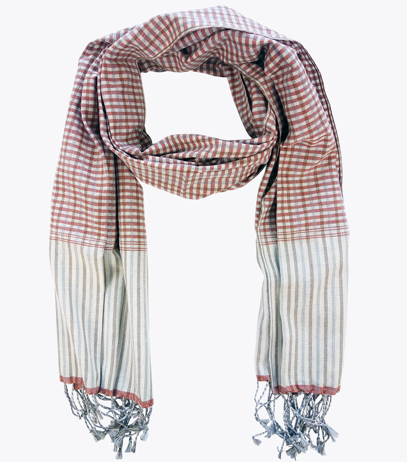 Krama orange Heat traditional khmer scarf handwoven in Cambodia