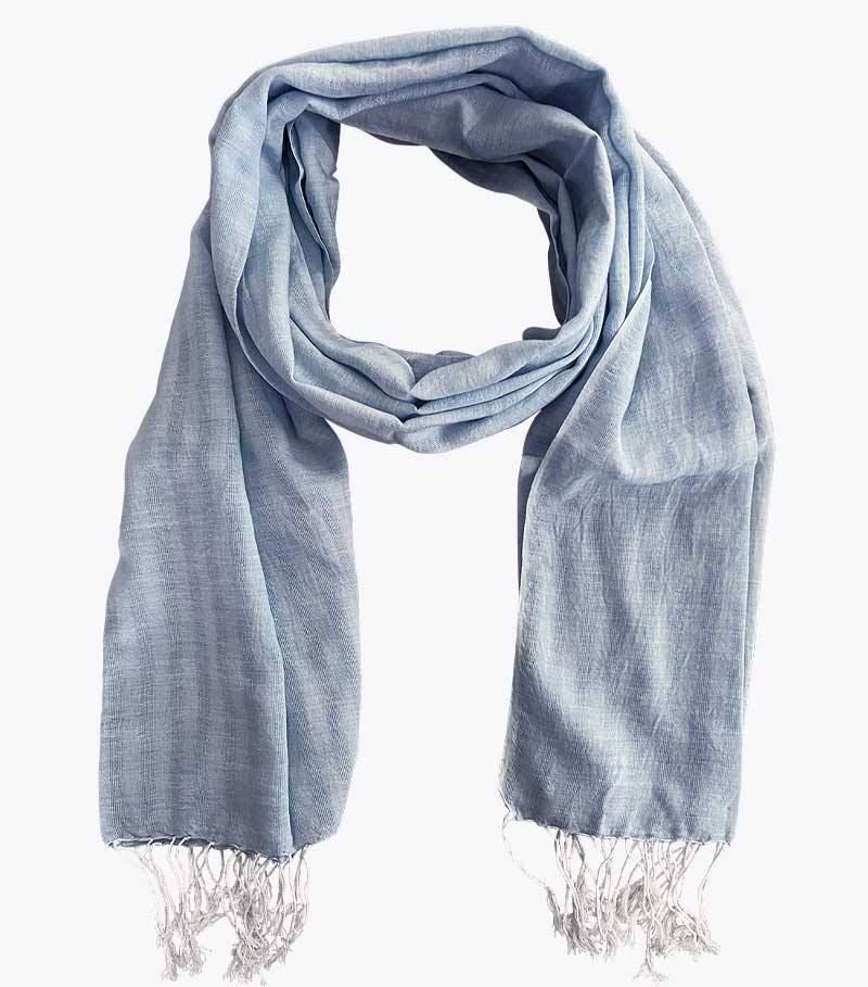 Krama light blue - scarf 100% cotton for men and women