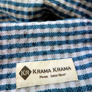 Krama Krama Foulard en coton bleu Stupa 