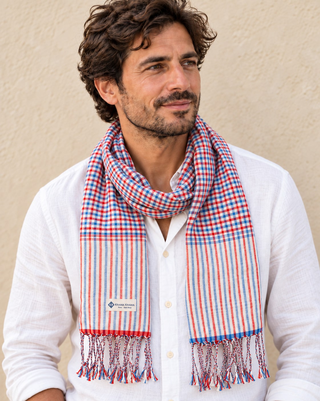 modèle krama rouge bleu